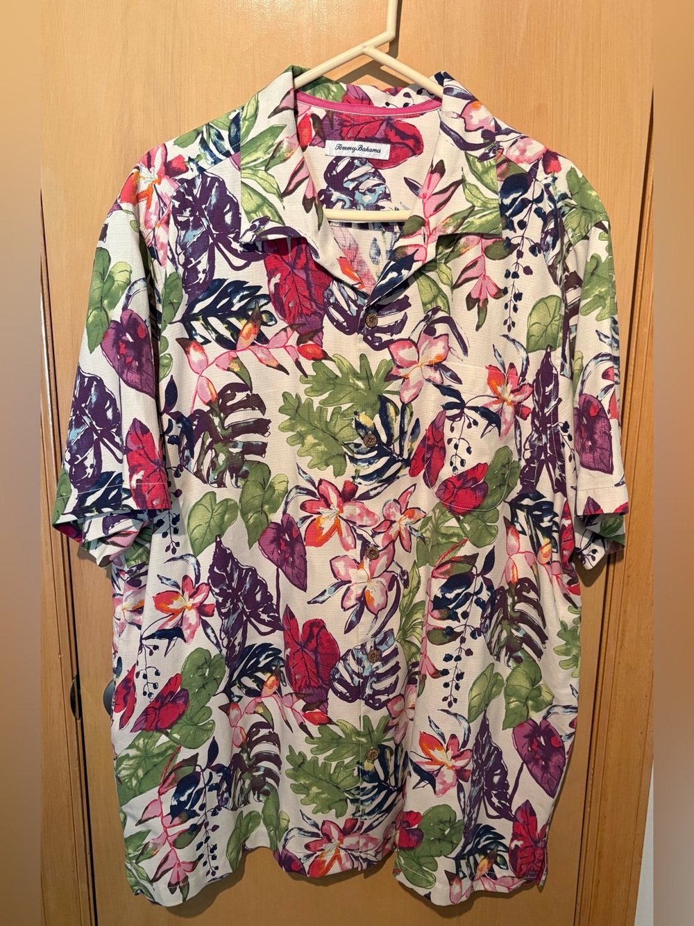 Tommy Bahama Men's White Tropical Floral Short-Sleeve Shirt Size XXL EUC